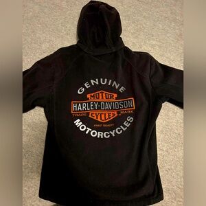 Harley Davidson Riding Gear Black Lined Fleece Jacket W/hood